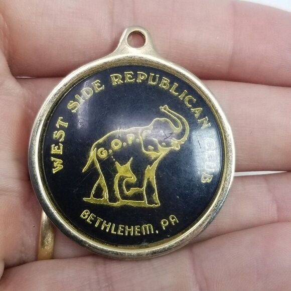 Vintage G.O.P West Side Republican Club Bethleham PA, Pendant Charm, Elephant - Picture 4 of 6